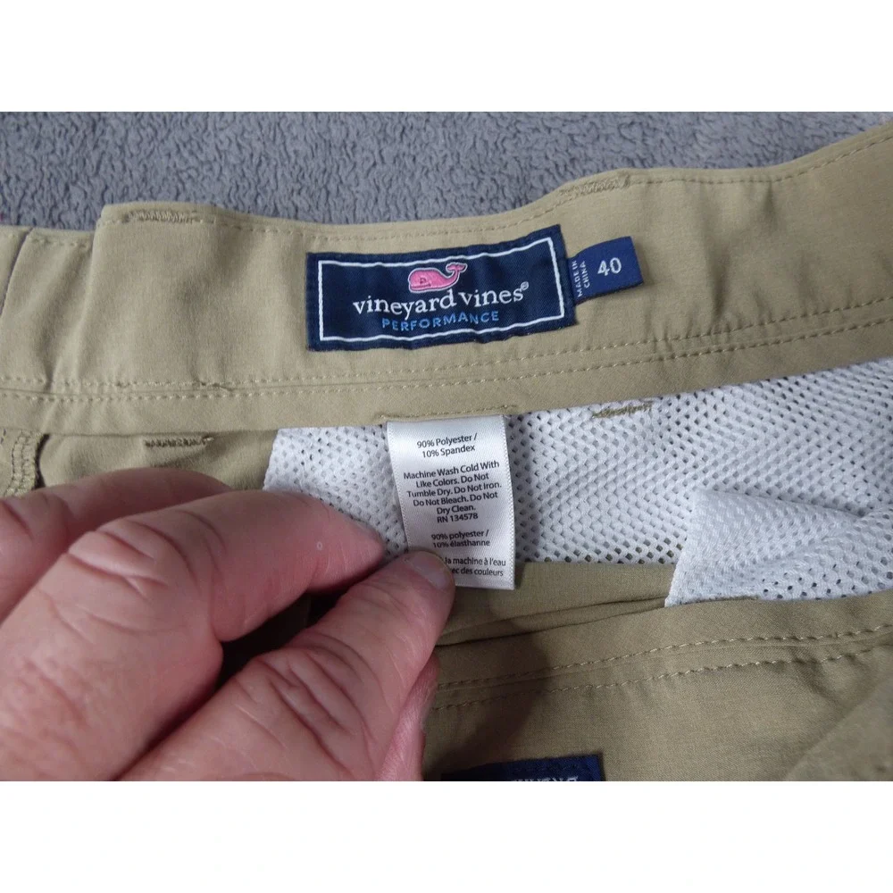 Vineyard Vines Performance Breaker Shorts Mens 40 Khaki Tan Stretch Golf 9 Insea - Picture 5 of 11